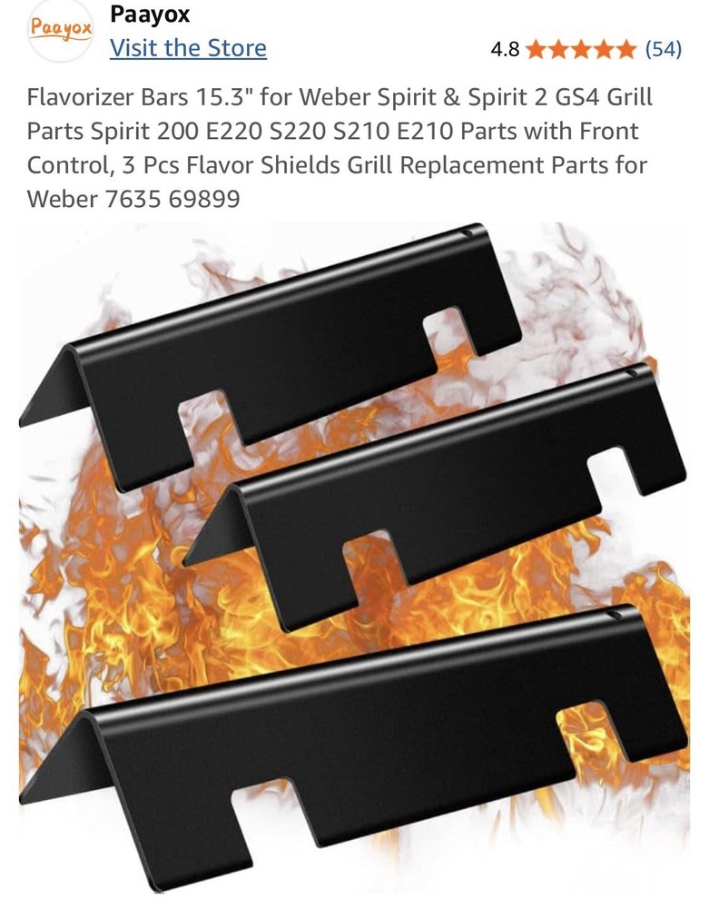 5 15.3″ Flavorizer Bars for Weber Spirit I & II 310 320 330 Front-Mounted