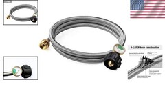 6ft Stainless Steel Braided Propane Adapter with Gauge for 1lb to 20lb Tanks
