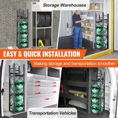 3-Tier Refrigerant Cylinder Rack: 12.8″x13″x47.1″, 30lb Capacity, Tilted Shelves