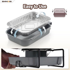 Grill Drip Pan with 20-Pack Disposable Aluminum Grease Tray Liner Replacement fo