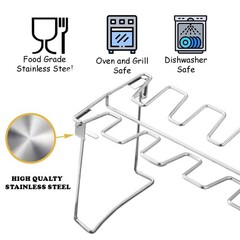 RTT Chicken Leg and Wing Rack for Grill Smoker Oven – Easy to 1 Pack, Silver