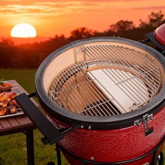 15″ Half-Moon Ceramic Heat Deflector Plates for Kamado Grill BBQ Accessories, 2-