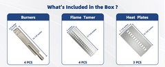 4-Pack 16516 Stainless Steel Burners 16 1/8″, 4-Pack 16631 Flame Tamers