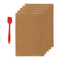 Outdoor Grill Mat Set 5pcs Copper 40cm x 33cm for Meat Vegetables Pizza