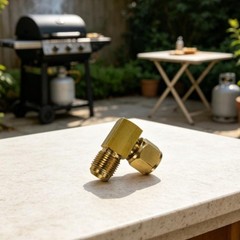 Gas Fired Heater Elbow 3/8 Female Inverted Flare x Male Flare 90 Degree Brass