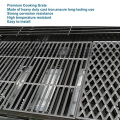 Cast Iron Grill Cooking Grates Replacement for 4 & 5 Burner Gas Grills, Fits Dyn