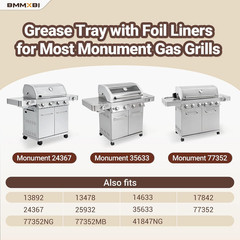 Grill Drip Pan with 20-Pack Disposable Aluminum Grease Tray Liner Replacement fo