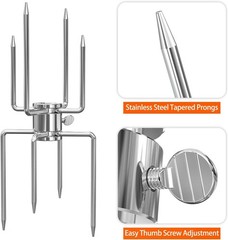 Onlyfire Double Sided 4 Pronged Rotisserie Fork for Most Grills, Fits 5/16″ Squa