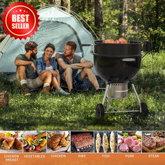 Only Fire Black Steel Rotisserie Ring Kit for Weber 22″ Charcoal Kettle US