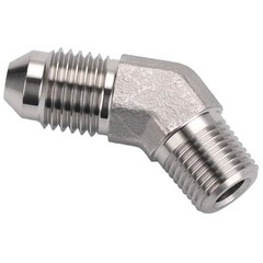 4AN Male Flare to 1/8 NPT Pipe Male Stainless Steel 4AN to 1/8 NPT 45 Degree