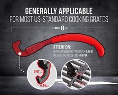 Universal Grill Grate Lifter Tool Hot Surfaces Handling Cooking Grid Lifter Grip