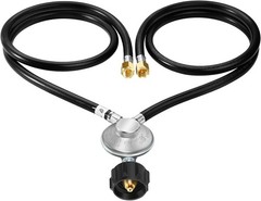 Y Splitter Propane Regulator with Dual Hose Connections – 4 Feet Long