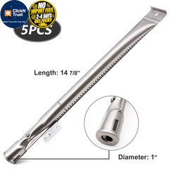 BBQ-Element Stainless Steel Grill Burner Tubes Replacement 5 Burner, Silver