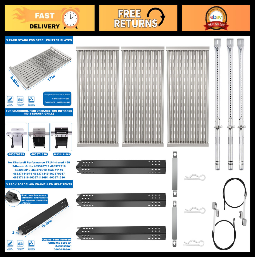 Grill Replacement Parts for 3-Burner TRU-Infrared Grills – Emitter Plates, Heat