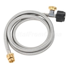 6FT Grill Propane Hose Adapter w/ Propane Tank Gauge 1-20lb Converter QCC1/Type1