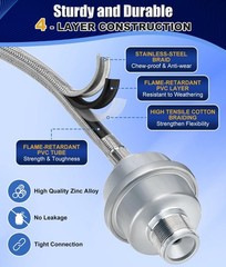 Propane Fuel Filter F273699 with 6FT Stainless Braided QCC1 Propane Adapter Hose