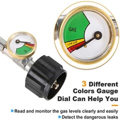 6FT Stainless Braided Propane Adapter Hose + Gauge 1lb to 20lb Propane Converter