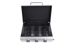 3-Burner Teppanyaki Grill Combo, Cast Iron & Enamel, 28650 BTU, Black
