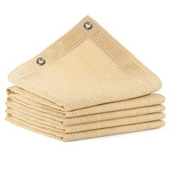 90% Shade Cloth for Garden, 10×30 Ft Beige Patio Sun Shade Fabric with Gromme…