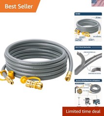 15 Feet 3/8 inch ID Natural Gas Grill Hose with Quick Connect Fittings, Natur…