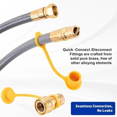 15 Feet 1/2 Inch ID Natural Gas Grill Hose, Flexible Gas Line Hose Low Pressu…