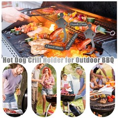Clapery 4 PCS Funny BBQ Stand Man Hot Dog Holder, Creative 4 Pcs, silvery