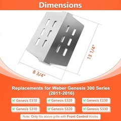 Stainless Steel Heat Deflectors for Weber Genesis E/S-310, E/S-330 2011-2016