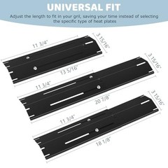Adjustable Grill Heat Plates – Porcelain Steel Heat Shields, 11.75″ to 21″ L, 5