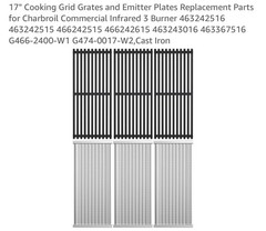 Charbroil Cooking Grates 17in Cast Iron Grill Replacement Plates Set
