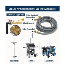 25 Feet 3/8 inch ID Natural Gas Grill Hose with Quick Connect Fittings, Natur…