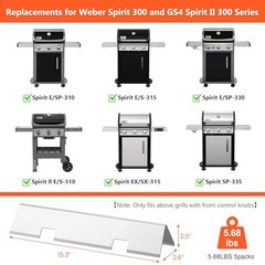 Weber Flavorizer Bars 15.3 Inch 5-Pack for Spirit II 300 E310 E320 Gas Grill