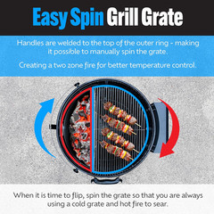Easyspin Charcoal Grill Cooking Grate for Weber 22” Kettles 304 Stainless Steel
