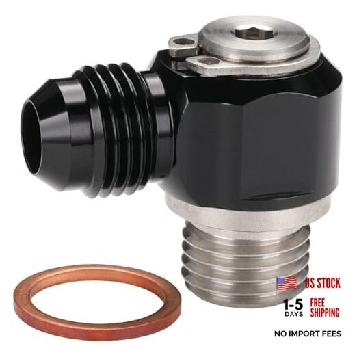 6AN Male Flare Banjo to M14x1.5 Stainless Steel Banjo Bolt 6AN to M14x1.5 Black