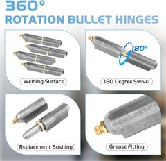 4 Pcs 4 Inch BBQ Smoker Bullet Weld on Hinges, Heavy Duty Weldable Carbon Steel