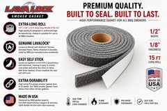 1/2 x 1/8 LavaLock High Temp BBQ Gasket Smoker Seal for Nomex Door Lid Self