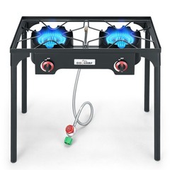 High Pressure Double Propane Burner Outdoor Camping Stove with 0-20 PSI Adjus…