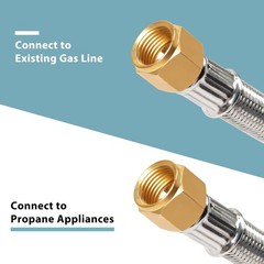 SHINESTAR 12 FT Propane Hose Extension, 3/8″ Male Flare to 3/8″ Female, Braided