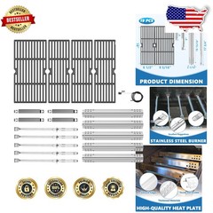 Grill Parts Kit for Charbroil 5-6 Burner, Heavy Duty Cast Iron Grates, Stainl…