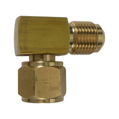 Gas Fired Heater Elbow 3/8 Female Inverted Flare x Male Flare 90 Degree Brass