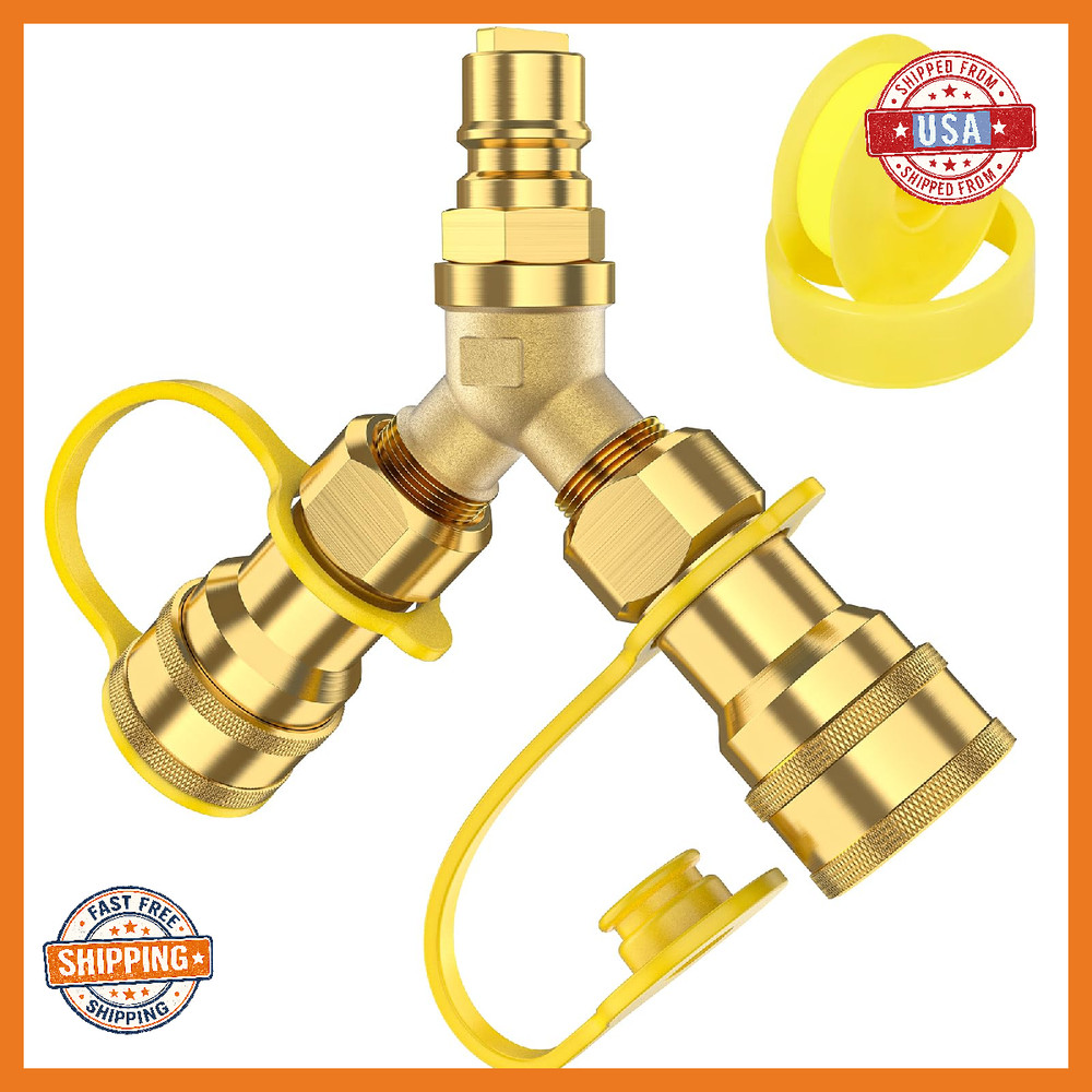 Alloxity 1/2 Inch Natural Gas Y Splitter 2-Way Natural Gas Quick Connect