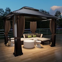 4-Panel 10′ x 12′ Gazebo Replacement Curtains, Patio Privacy Sidewalls with D…