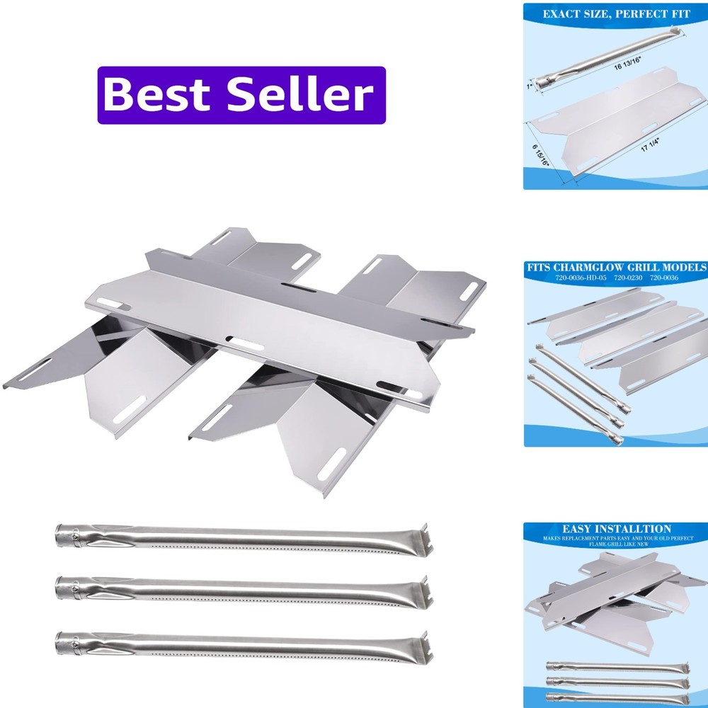Ultimate Grill Repair Kit with Burners & Heat Shields for Charmglow & Nexgrill