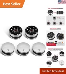 5 Pack Grill Control Knobs Replacement, Chrome Plated Plastic with Nonslip Gr…