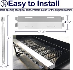 Gas Burner and Heat Plate Shield Stainless Steel Grill Replacement Parts for …