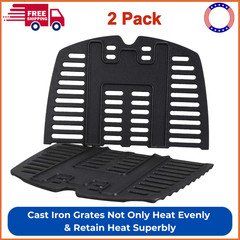7644 Cast Iron Cooking Grates For Weber Q100, Q1000, Q120, Q1200, Q1400 2 Pack