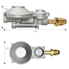 Horizontal Mounted 2-Stage Propane LP Regulator with POL for RVs, 300,000 BTU
