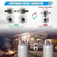RV Propane Regulator 2 Tank Hoses, 2-Stage Auto Changeover LP Gas Regulator
