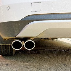 Sakali Universal Double Outlet Exhaust Tip Fit Pipe Straight Black+Silver
