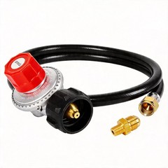 SHINESTAR 0-20 PSI Adjustable Propane Regulator Hose with Brass Adapter, 4FT