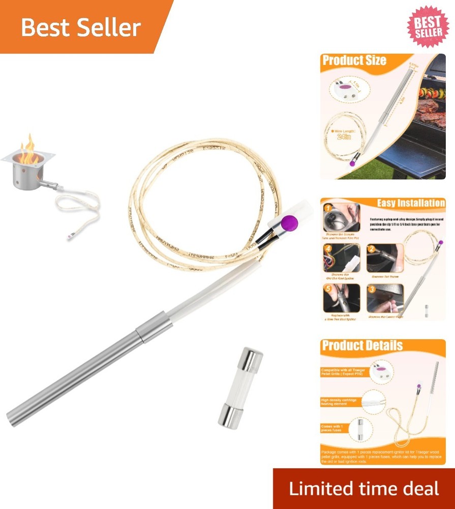 Pellet Grill Igniter Rod with Fuse – Compatible with Pit Boss & Traeger Models